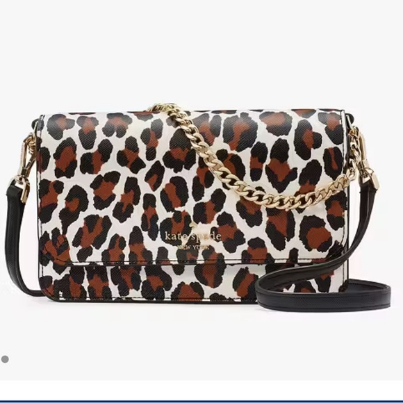 KATE SPADE NEW YORK SPOTTED LEOPARD GOLD CHAIN CROSSBODY BAG - Picture 15 of 15